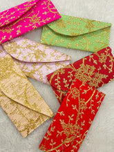 Pack of 5 Pcs Unique Handmade Silk Envelopes, Indian Wedding Envelope, Wedding favor, Wedding Envelope, Fabric Envelope, Indian Return Gift,